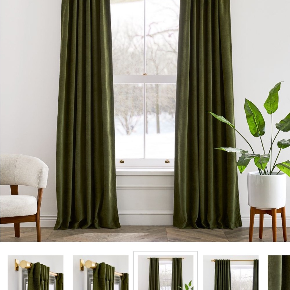 West Elm Olive Green Velvet Blackout Drapes
One panel